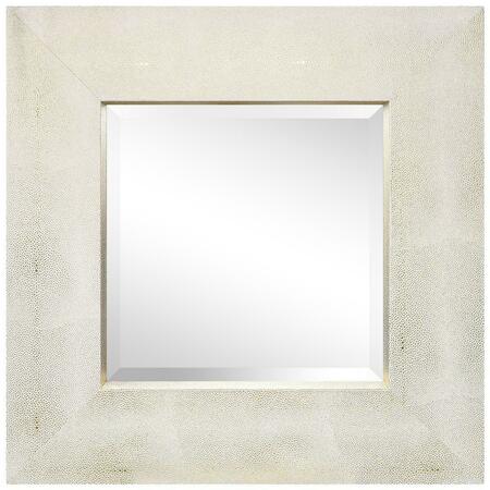 EMPIRE ART DIRECT 30 x 30 in. Gold on White Metallic Shagreen Leather Framed Occasional Beveled Mirror ELM-3030-01GW